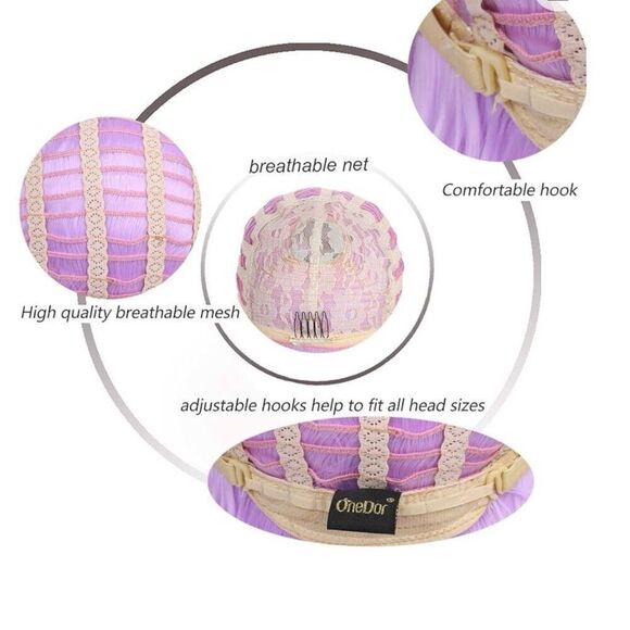 Onedor 10” Purple Lilac Bob Wig Flapper Cosplay Adjustable - Picture 4 of 6